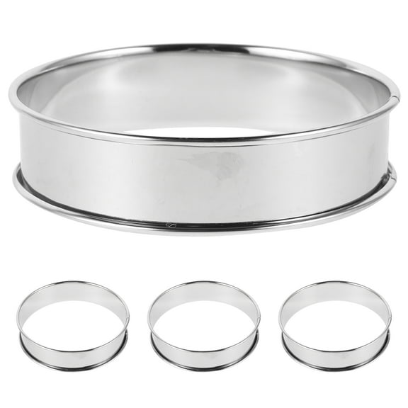 KONTONTY 4Pcs Cooking Ring Plated Silver Stainless Steel Muffin Mold for Perfectly Cooked Pastries