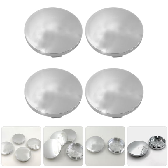 KONTONTY 4Pcs Plated Silver Car Tire Hub Caps Plastic Wheel Hub Covers Easy Install Durable Car Accessories