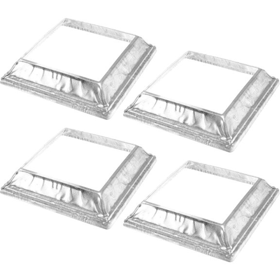 KONTONTY 4Pcs Plated Silver Post Base Plates Durable Deck Railing Base Covers with Smooth Edges for Porch