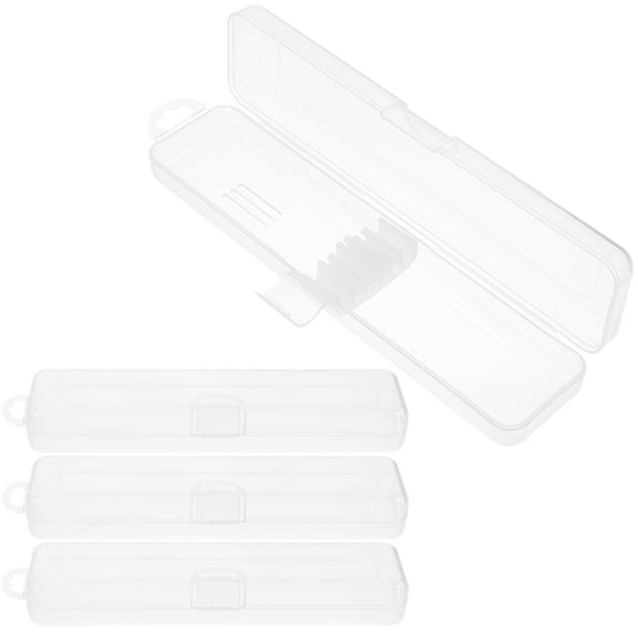 KONTONTY 4Pcs Portable Straw Container With Lid For Travel Use Made From PP