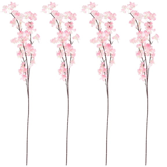 KONTONTY 4pcs Pink Blossom Flower Artificial Cherry Blossom Branches for Indoor Decoration
