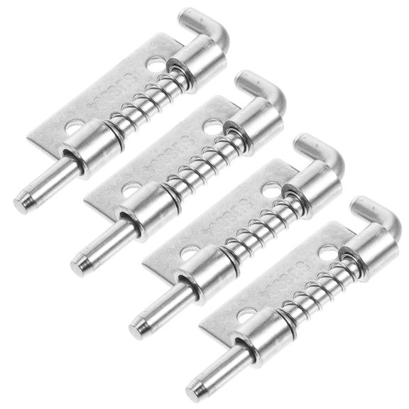 KONTONTY Plated Silver Stainless Steel Spring Bolt Latch for Secure Cabinet Closure - 4Pcs