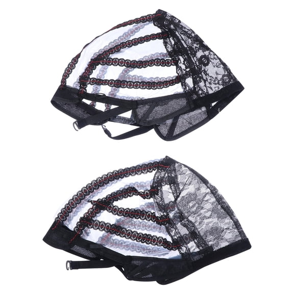 KONTONTY 4Pcs Stretchable Black Wig Net Caps Breathable Lace Mesh for Hair