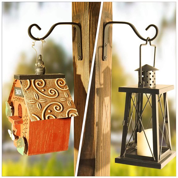 KONTONTY Sturdy Iron Wall Mounted Hook Black for Bird Feeders Flowerpots Lanterns
