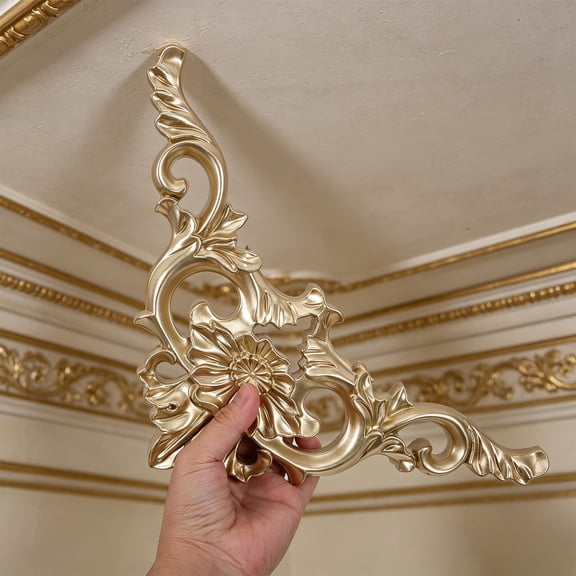 KONTONTY Golden Ornate Rococo Scroll Molding for Classic European Elegance 4Pcs