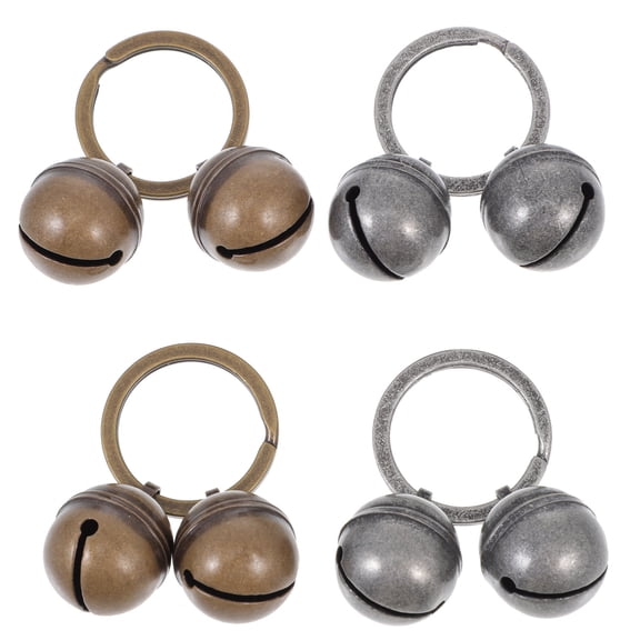 KONTONTY 4 Sets Copper Dog Collar Bells with Hanging in Assorted Colors for Pet Training and Decoration