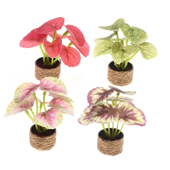 KONTONTY 4pcs Miniature Bonsai No Watering Needed Potted Plants Tiny Artificial Greenery for Dollhouse Decor Delicate Mini House Ornaments
