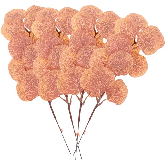 KONTONTY 4-Pack Orange Artificial Eucalyptus Stems for Home Decor, Wedding Centerpieces, Table and Office Decoration