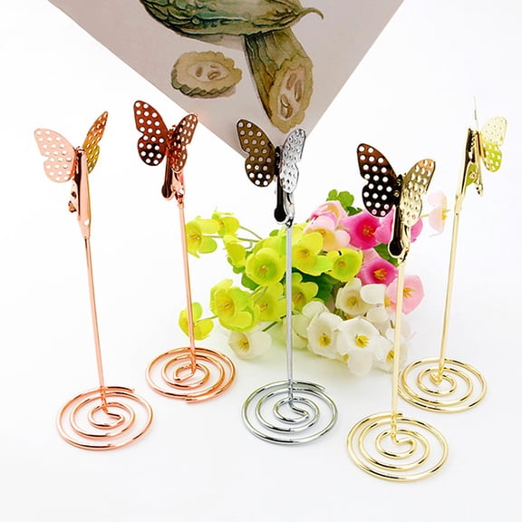 KONTONTY 5 Pcs Table Sign Holders Photo Clips Metal Rose Gold Memo Clips for Wedding Design