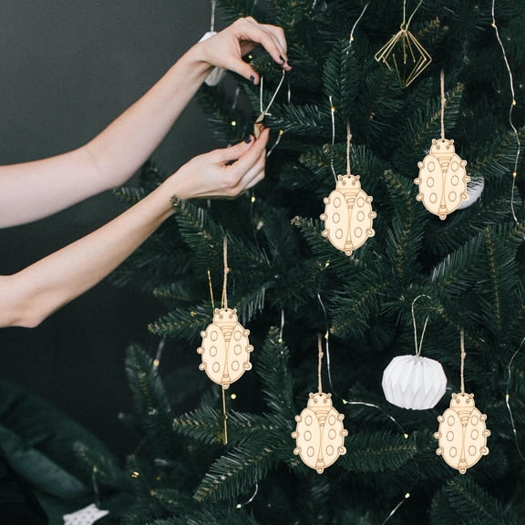 KONTONTY 50 Sets of Ladybug Wood Cutout for DIY Crafts and Family Activities