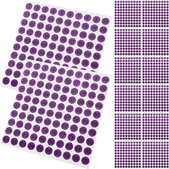 KONTONTY 50 Sheets of Number Labels Stickers for Office Use with Simple Design PVC
