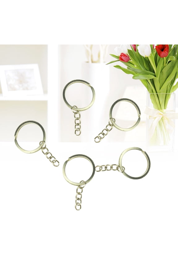 50Pcs Finely Crafted Golden Keyring Portable Key Ring Chain for Keys