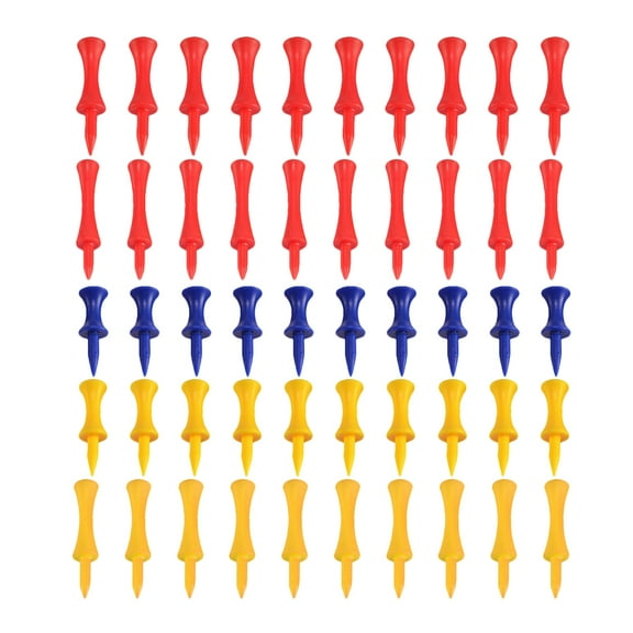 KONTONTY 50pcs Assorted Color Plastic Golf Tees Set for Training Outdoor Use, Smooth Shots with Reduced Friction