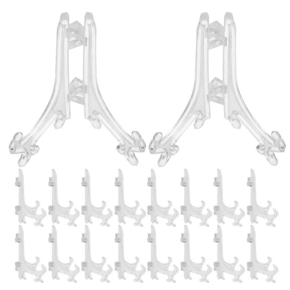 KONTONTY 50pcs Clear Plastic Easel Display Stands Mini Easel Plate Holders Card Display Stand For Small Pictures Art Plates Baseball Sports Card
