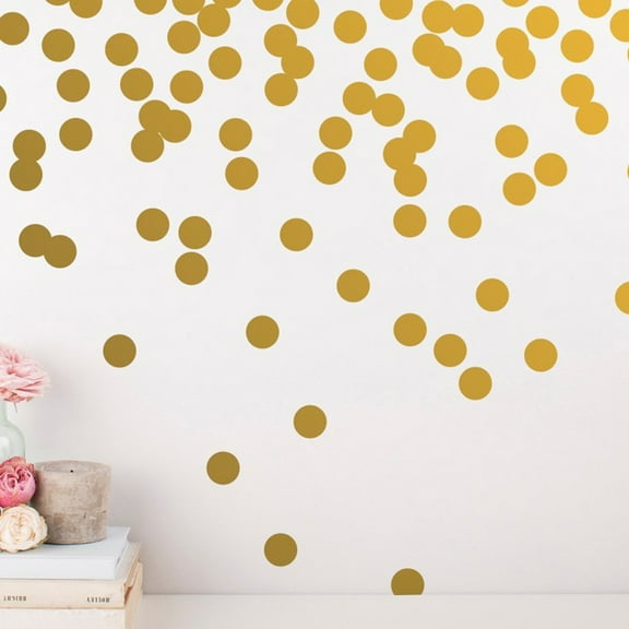 KONTONTY  54 Decals Dot Wall Decor for Kids Rooms Baby Sticker Decorations Gold Golden