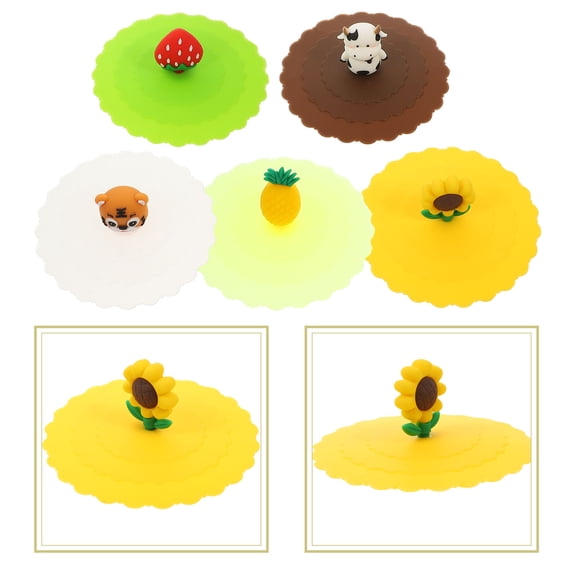 KONTONTY 5Pcs Silicone Sealing Cup Covers Flexible Mug Lids Leak Resistant for Daily Use