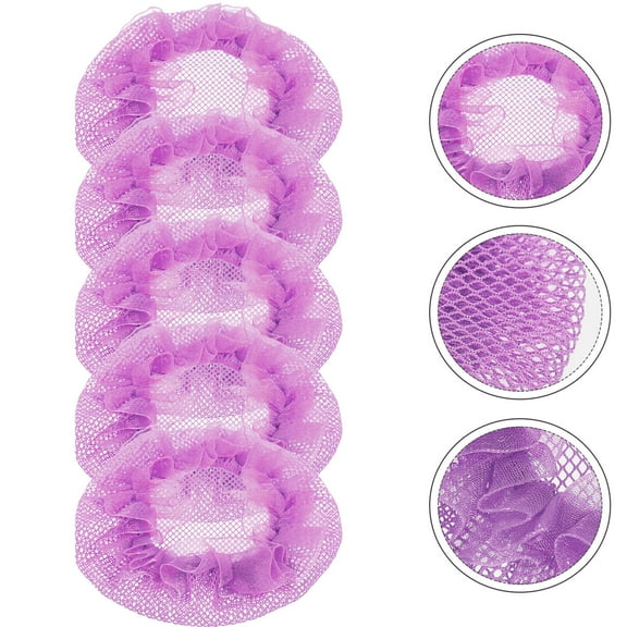KONTONTY 5-Pack Ballet Hair Nets, Elegant Cloth Hair Accessories for Dance Performance