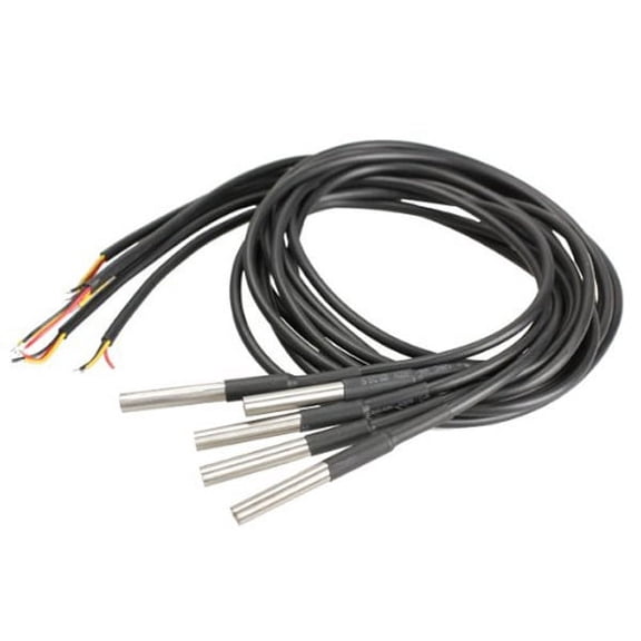 KONTONTY 5Pcs Black Temperature Transducers Waterproof with Durable Stainless Steel Housing