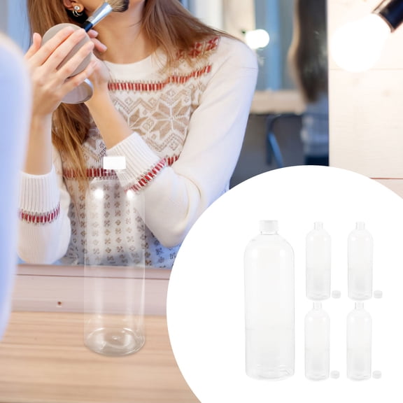 KONTONTY 5Pcs Empty Shampoo Bottle Transparent Pet Storage for General Users Travel and Hotel Use