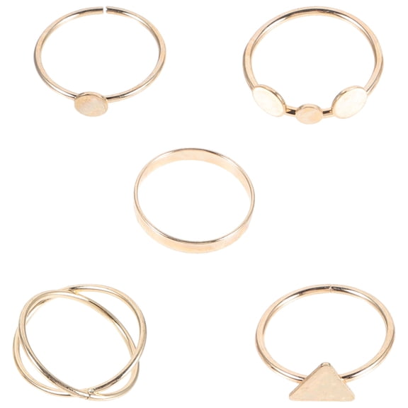 KONTONTY 5Pcs Open Cuff Knuckle Rings Finger Alloy for Daily Wearing Women