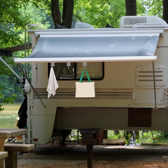 KONTONTY 5-Pack Grey Rubber RV Awning Hook for Camping Gear, Outdoor Storage, and Travel Accessories