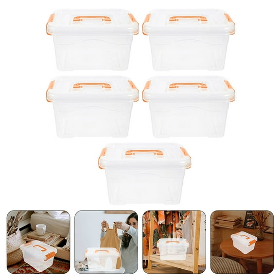 KONTONTY 5-Pack Stackable Plastic Storage Containers with Lids, Ideal for Organizing Toys, Small Items, and
