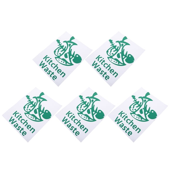 KONTONTY 5Pcs Tear Resistant Green Waste Sorting Stickers Adhesive Trash Can Decals for Home