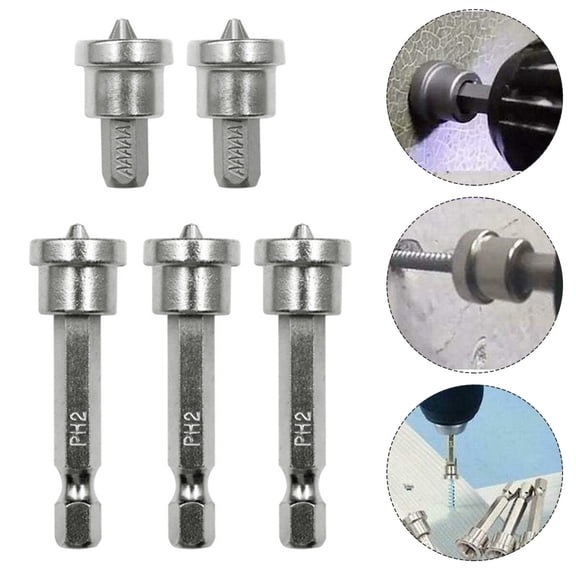 KONTONTY 5pcs Screw Driver Bits Set Silver Chromium Vanadium Alloy Steel for Easy Installation