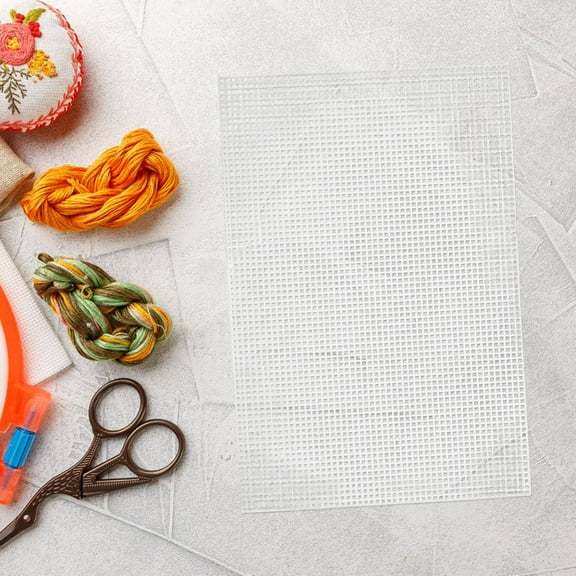 KONTONTY 5pcs Plastic Mesh Canvas Sheets For Embroidery And Cross Stitching Diy Projects Blank Needlework Fabric For Handcrafts