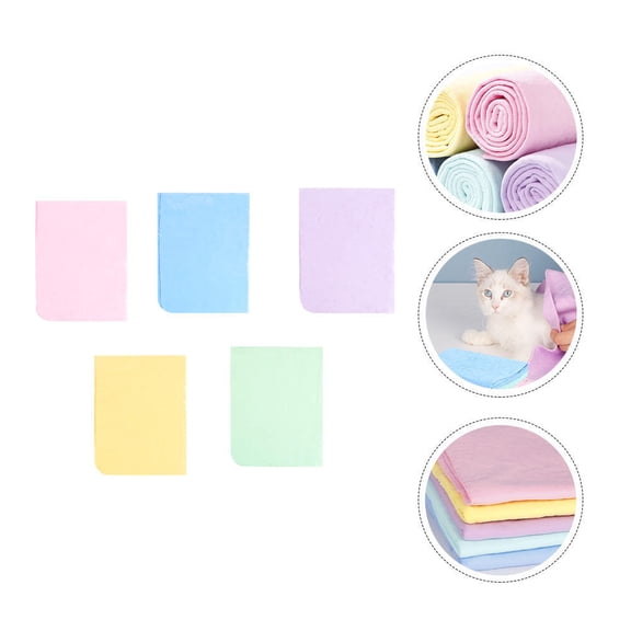 KONTONTY 5Pcs Quick Dry Pet Towel for Cats and Dogs with Super Absorbent Soft Material Assorted Color