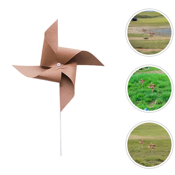 KONTONTY  6 Pcs Handheld Windmill Decor DIY Pinwheels Craft for Kids Khaki
