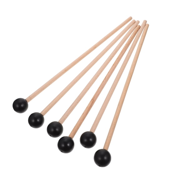 KONTONTY 6Pcs Black Wooden Marimba Mallets with High Grade Rubber Heads for Percussion Practice