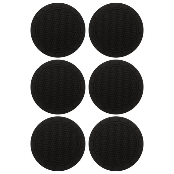 KONTONTY 6Pcs Black PVC Square Coasters for Home and Car Use Heat Protection for General Users