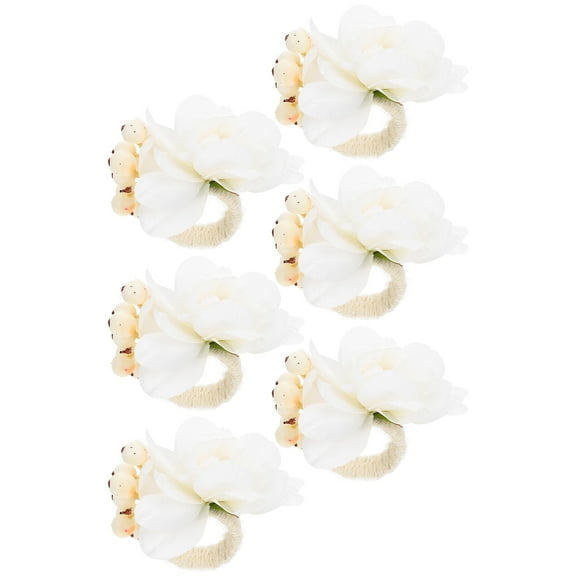 KONTONTY 6Pcs Plastic and Cloth Flower Shaped Napkin Buckles for Home Users and Event Organizers