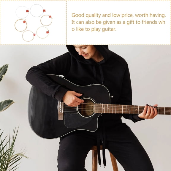 KONTONTY 6Pcs Guitar Strings Durable Folk Guitar Replacement Strings for Musicians
