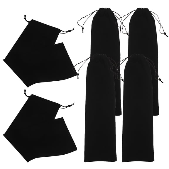 KONTONTY 6Pcs Hair Dryer Bag Black Drawstring Closure for Curling Iron and Styling Tool Storage