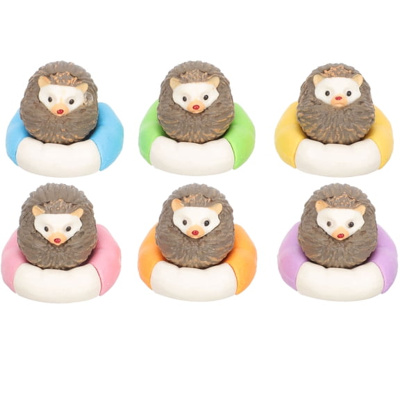 KONTONTY 6Pcs Hedgehog Decor Miniatures in Assorted Color Rustic Design for Balcony and Landscaping