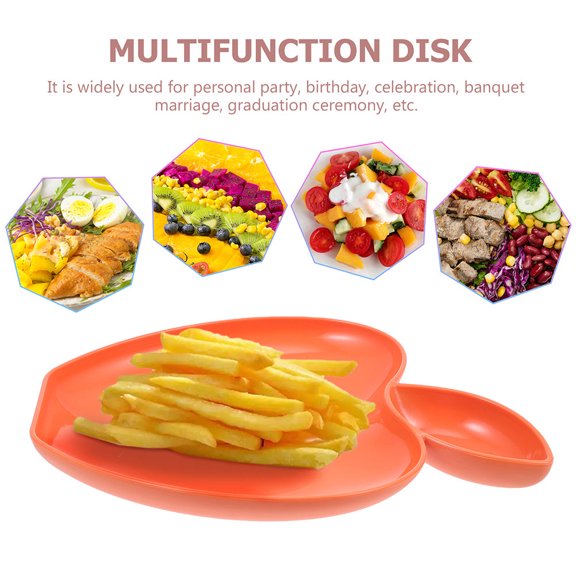 KONTONTY 6Pcs Orange Food Serving Plates with Dip Compartment for Home and Restaurant