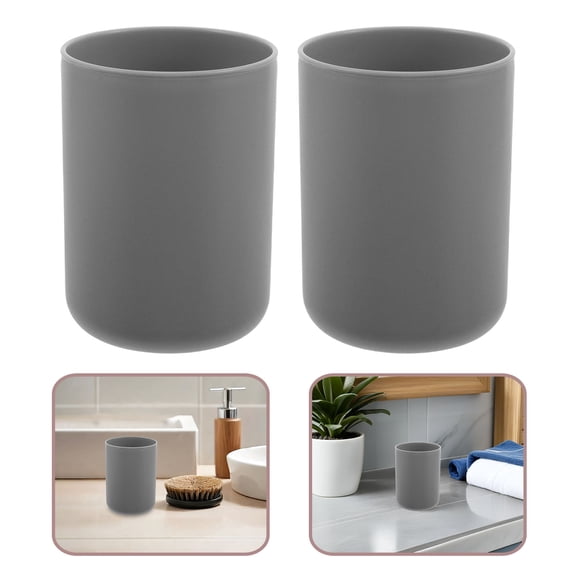 KONTONTY 6Pcs Portable Reusable Plastic Mouthwash Cups Lightweight Dark Grey for Travel and Camping