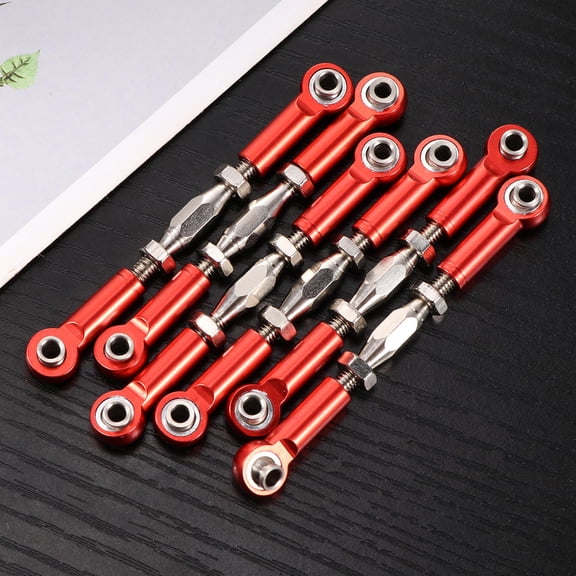 KONTONTY 6-Pack Adjustable RC Car Steering Link Rods Red Upgrade for Wheelbase Tie Rods