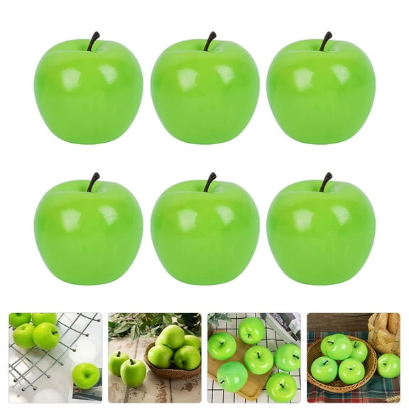 KONTONTY Set of 6 Green Plastic Imitation Fruit Props for Harvest Display and Home Decoration