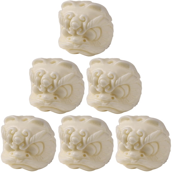 KONTONTY Animal Charms for Bracelets Lion Shape White Resin 6pcs