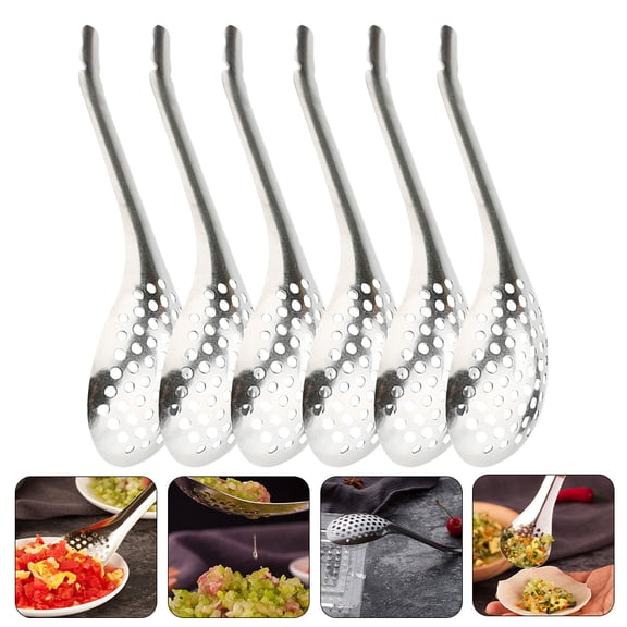 KONTONTY Set of 6 Stainless Steel Caviar Spoons with Drainage Holes for Removal