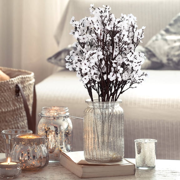 KONTONTY 6Pcs Chic White Fake Gypsophila DIY Flower Props for Creative Home and Wedding Decoration