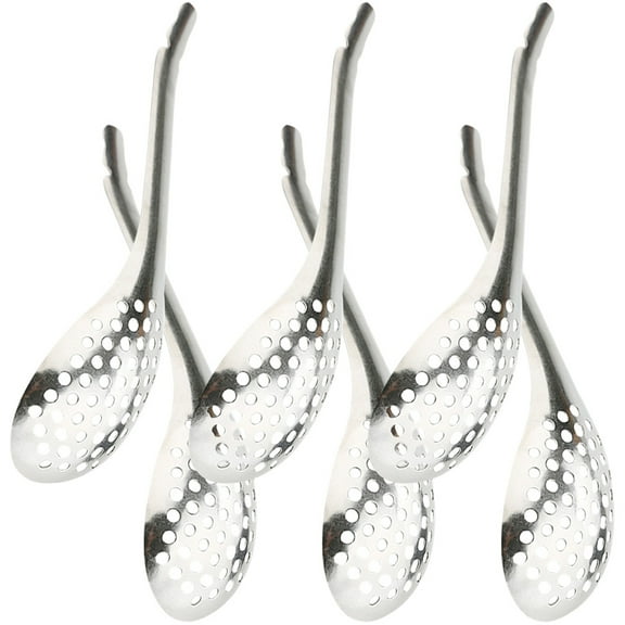 KONTONTY 6Pcs Caviar Spoons Slotted Stainless Steel Serving Caviar for Chefs