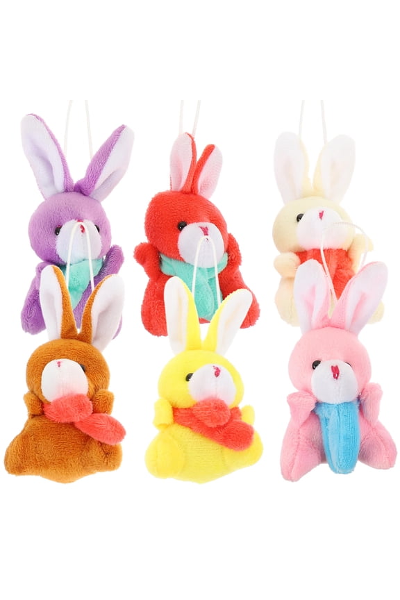 6Pcs Weighted Stuffed Bunny Plush Animal Assorted Color Keychain