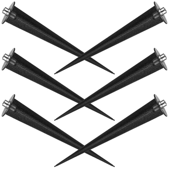 KONTONTY 6Pcs Threaded Plastic Flood Light Stakes Black Lightweight and Portable for Outdoor Use