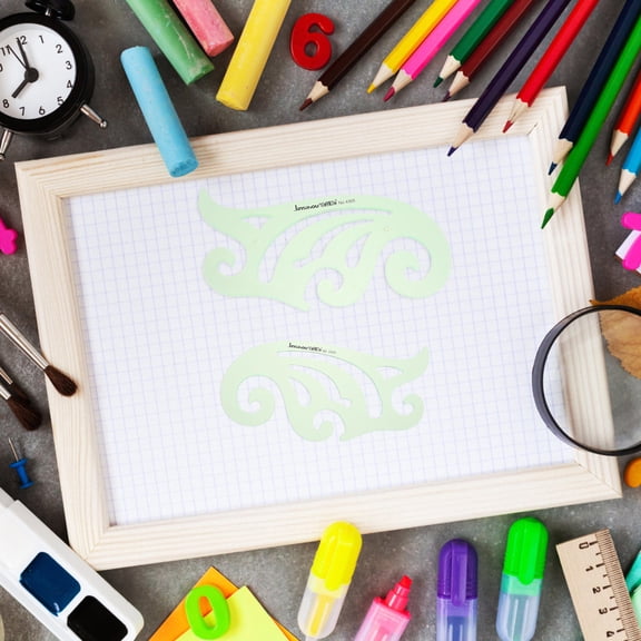 KONTONTY 6Pcs Plastic Geometric Stencils Drawing Rulers for Indoor Outdoor Technical Drawing