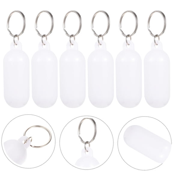 KONTONTY 6-Pack White Floating Keychain Pendants for Bags and Keys, Alloy and ABS Material Accessories