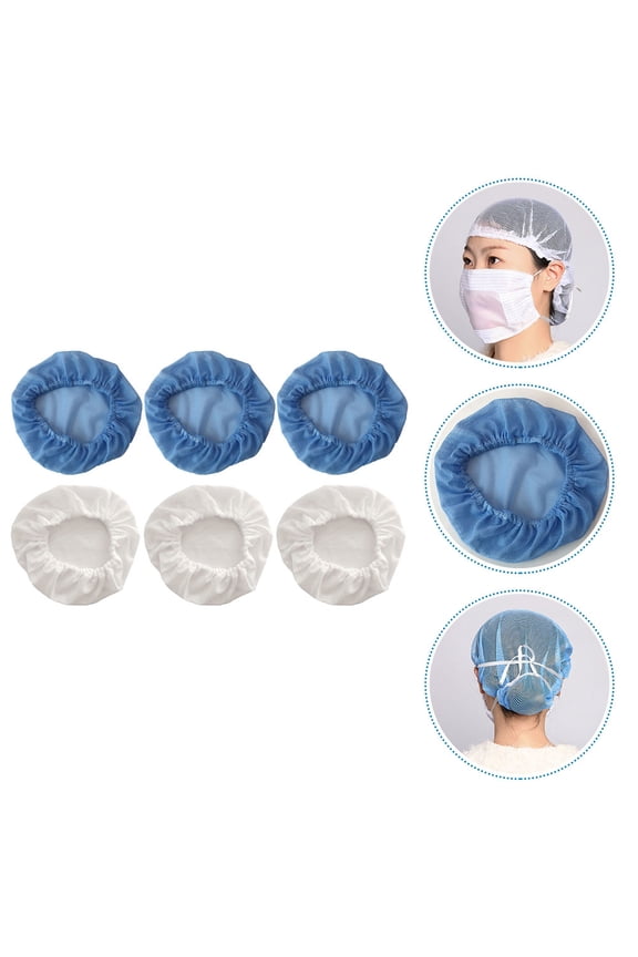 6-Pack Breathable Work Caps with Elastic Fit, Comfortable Hats for Chefs, Industrial and Kitchen Use